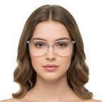 Clear eyeglasses on a white background