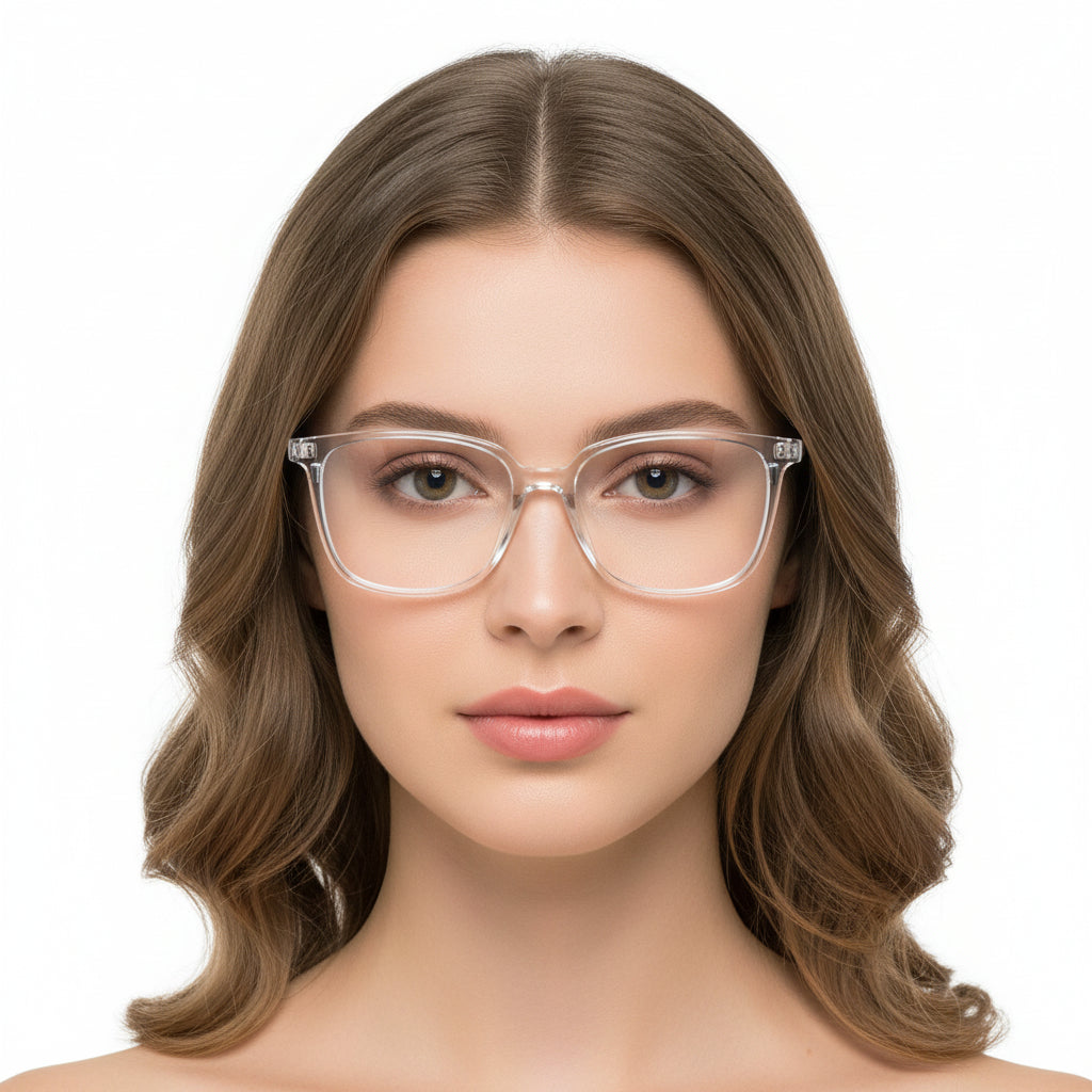 Clear eyeglasses on a white background
