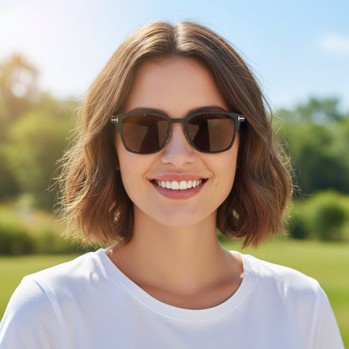 Brown magnetic lens top for enhanced contrast in hazy or overcast conditions.