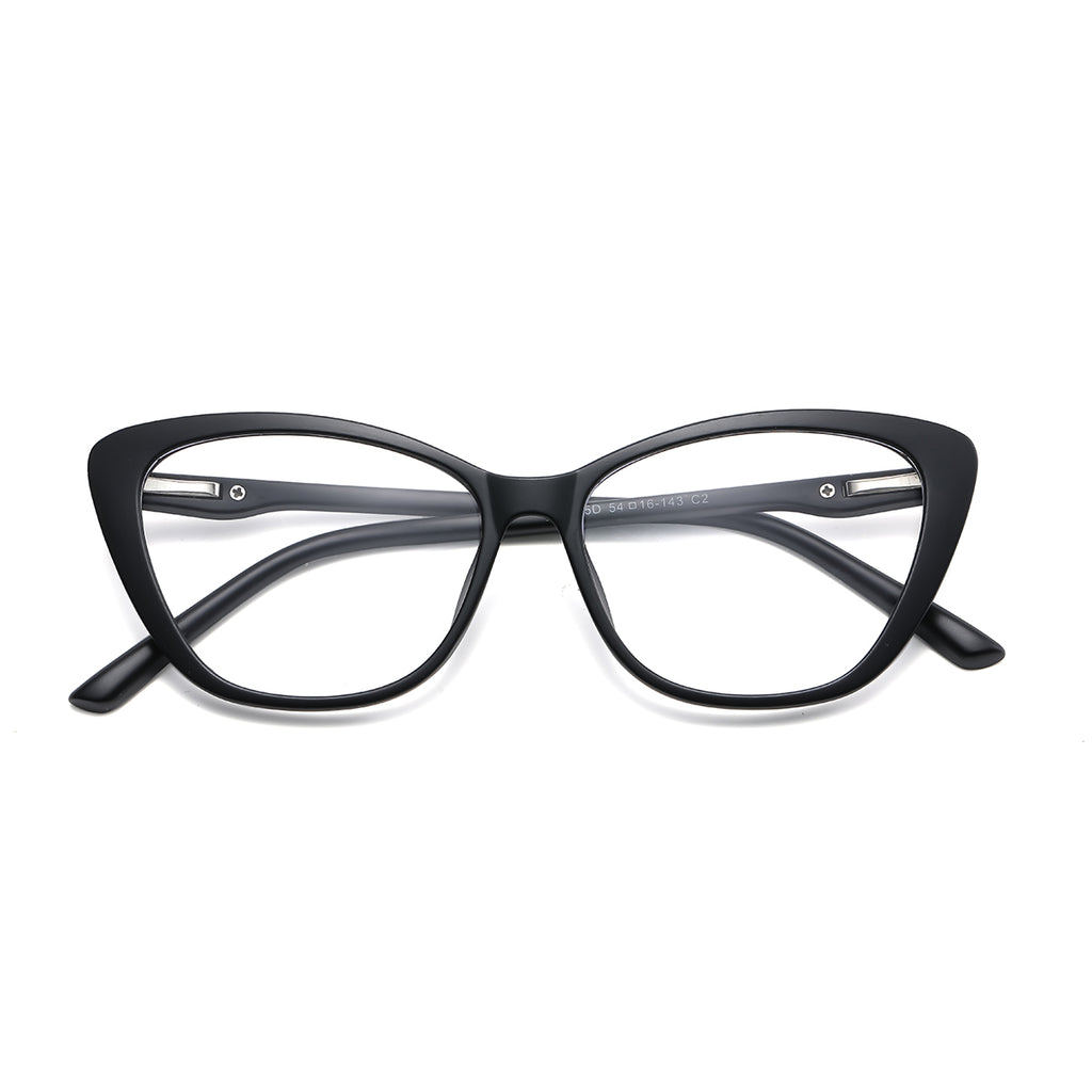 Black cat-eye glasses on a white background